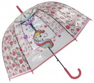 Зонтик детский Единорог Keep Calm and be Unicorn прозрачный купол розовый