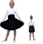 Платье танцевальное (black&white), длинный рукав, юбка - солнце без швов арт.Г3.5