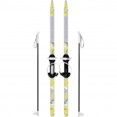 Лыжи подростковые Ski Race 130/100 универсальное крепление Цикл с палками серый