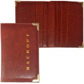 Обложка для паспорта KWELT коричневый экокожа, тиснение золотистой фольгой арт.К-5065