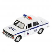 Инерционная металлическая модель - ВАЗ 2106 Жигули Полиция, 12 см, со светом и звуком, белый