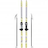 Лыжи подростковые Ski Race 150/110 универсальное крепление Цикл с палками серый