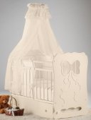 Кровать Островок уюта "Мальвина" поперечный маятник, ящик, декор кристаллы Swarovski, цвет айвори