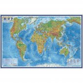 Карта Globen Мир физический настенная интерактивная 1:29 млн 101*66 см арт.КН023