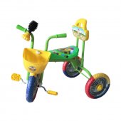Велосипед трехколесный Чижик зеленый без ручки с клаксоном металлические колеса