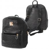 Рюкзак KWELT Горох на черном, 1 отделение на молнии, карманы, ручка, регулируемые лямки 25*23*11см