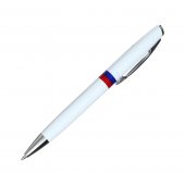 Ручка шариковая автоматическая deVente Триколор синяя, 0,7мм, поворотный механизм, белый корпус 