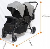Прогулочная коляска для двойни Luxmom T19 серый