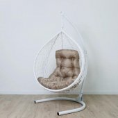 Кресло подвесное из искусственного ротанга Gentleman Easy, белый (подушка трапеция №1 бежевый)