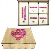 Шкатулка деревянная "Мамины сокровища" для девочек, фигурная аппликация, 16,5*20 см арт.КУ-219