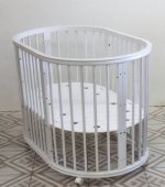 Кровать овальная Эстель  для новорожденных 9 в 1, цвет белый