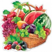 Украшение на скотче " Мир открыток " А4 Корзина с фруктами, блестки 7-64-067А