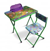 Комплект детской мебели Ферма на зеленом (стол с пеналом, стул мягкий)
