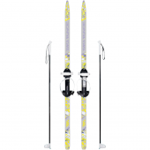 Лыжи подростковые Ski Race 140/105 универсальное крепление Цикл с палками серый