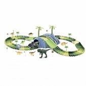 Гибкий трек 1toy Динопарк 151 деталь, туннель, ворота, знаки, шар, 7 динозавров, диномашинка