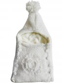 Папитто Конверт вязанный на пуговицах "Цветок" 6122 экрю