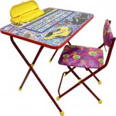 Комплект детской мебели "Умняшки-первоклашки" Тачки красный (стол с пеналом, мягкий стул)