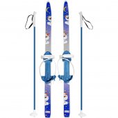 Лыжи детские Пингвины 90/90 см, универсальное крепление цикл, с палками