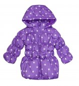 Куртка для девочки демисезонная "Звёзды" с поясом, цвета - фуксия, пурпурный р.6-12 месяцев