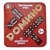 Игра настольная деревянная "Домино" в жестяной коробочке арт.02990