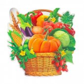 Украшение на скотче " Мир открыток " А4 Корзина с овощами, блестки 7-64-062А