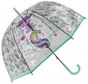 Зонтик детский Единорог Keep Calm and be Unicorn прозрачный купол зеленый