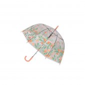 Зонтик детский Цветочки прозрачный купол оранжевый