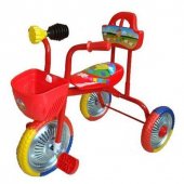Велосипед трехколесный Чижик красный без ручки с клаксоном металлические колеса