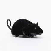 Мышь заводная бархатная 12 см, чёрная 7793266